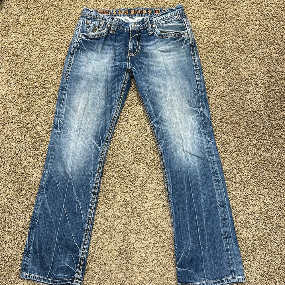 Men’s Rock Revival sz 36 Andre Straight jeans 33 long